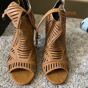 Peep toe strappy heels